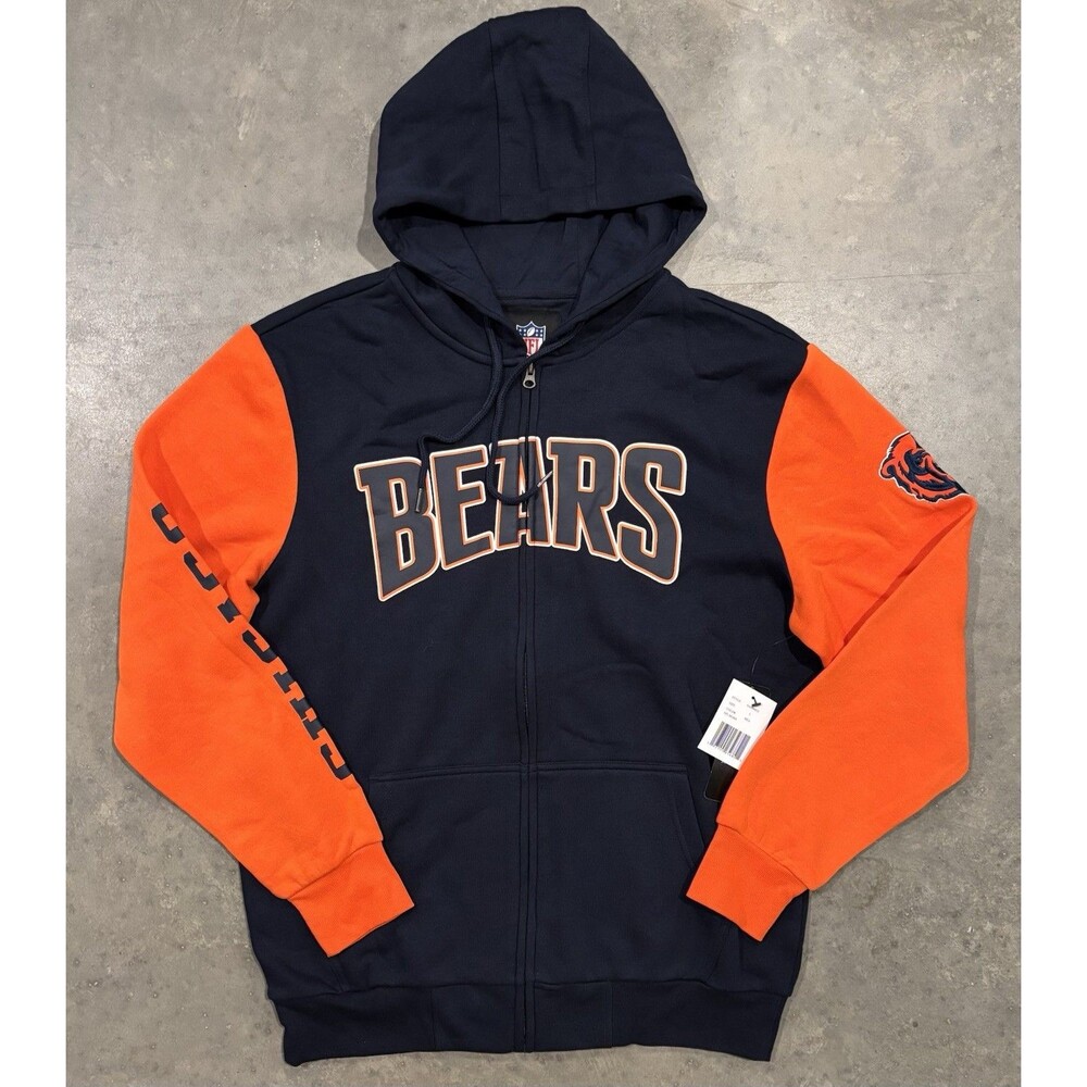 NWT Chicago Bears NFL Hoodie Full Zip Sweatshirt Mens Large GIII